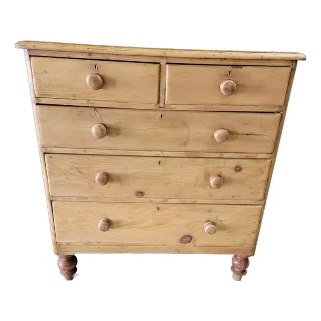 Antique Pine Two Over Three Chest of Drawers From England