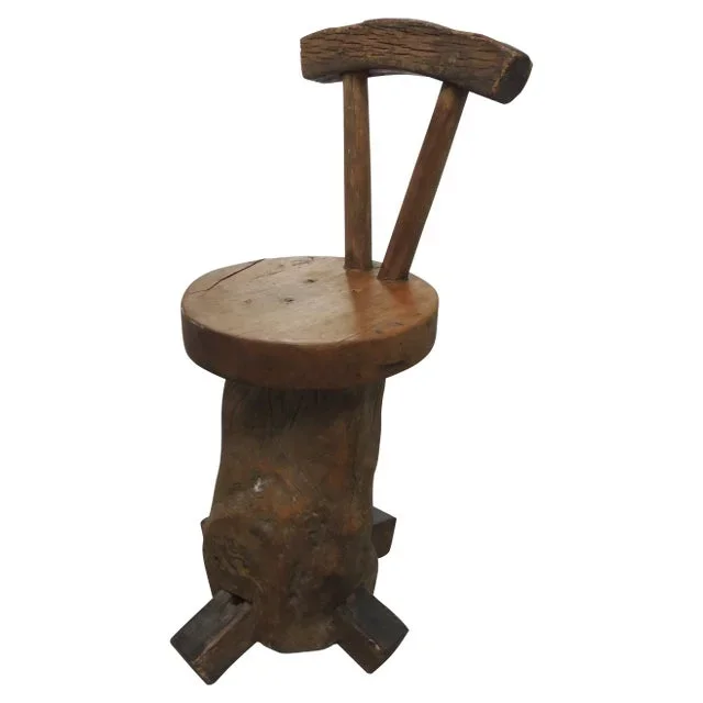 Antique Primitive Tree Trunk Asian Side Chair – Wabi Sabi