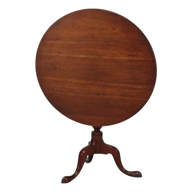 Antique Queen Anne Mahogany Three Legged Tilt Top Table Unsigned C1780