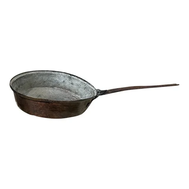 Antique Sauté Pan Copper and Brass Cookware Style Dh & M