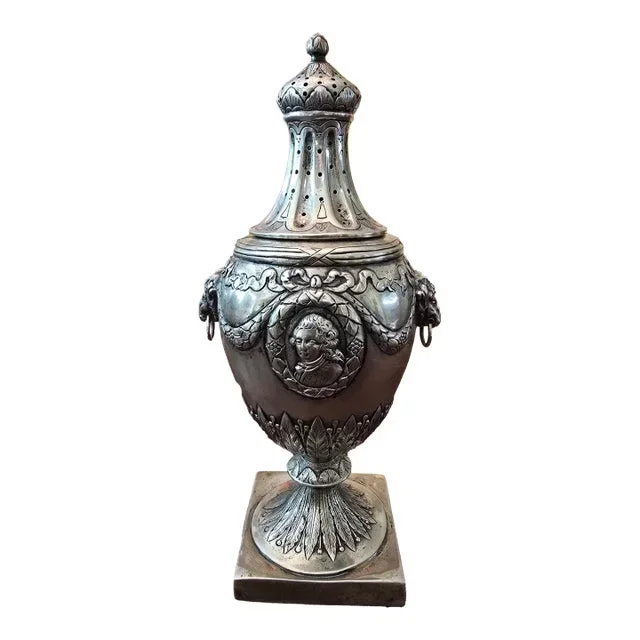 Antique Silvered Figural Urn Form Barware Shaker