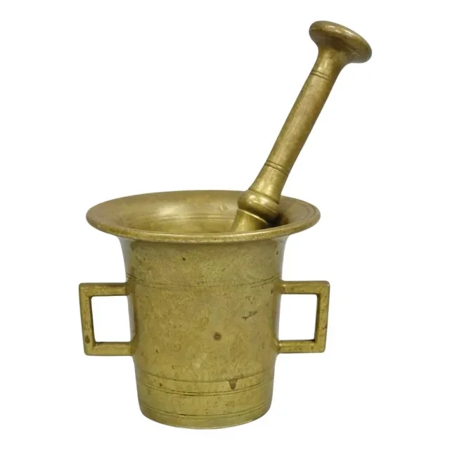Antique Solid Bronze Brass Large German Apothecary Mortar With Pestle