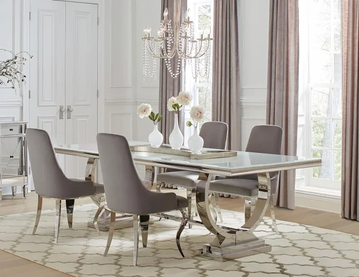 Antoine – Rectangular Glass Top Dining Table Set