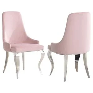 Antoine Velvet Upholstered Dining Side Chair Pink (set of 2)