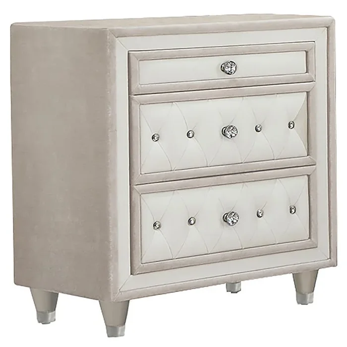 Antonella – Upholstered 3-Drawer Nightstand
