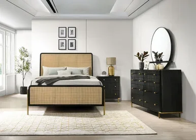 Arini 4-piece California King Bedroom Set Black and Natural / CS-224330KW-S4