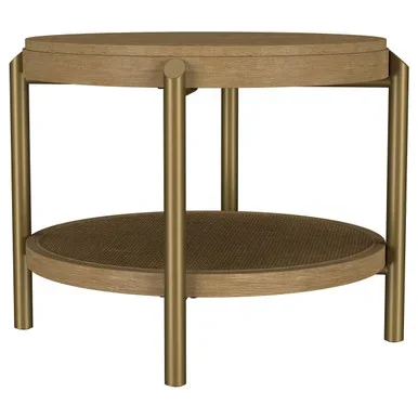 Arini Round End Side Table With Storage Shelf Sand Wash / CS-706187
