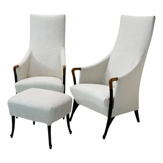 Armchairs and Pouf by Giorgetti Progetti for Umberto Asnago, 1980s, Set of 3