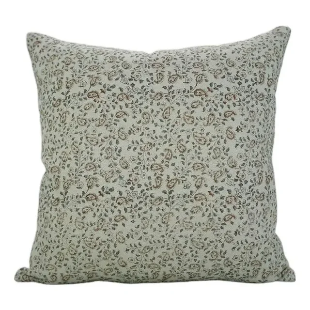 Artisan Block Print Water Replicant Cushion Cover 26×26 Inch Cotton Linen- Keri Jaal