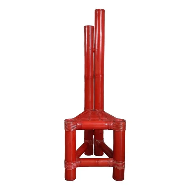Artistic Red Bamboo Armchair, 1960