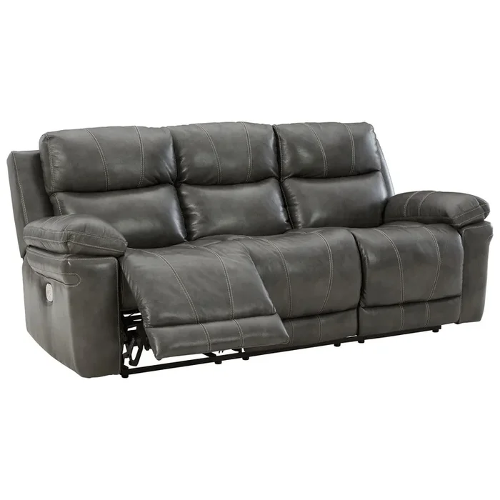 Ashley Edmar Power Rec Sofa w/Adjustible Headrest in Charcoal