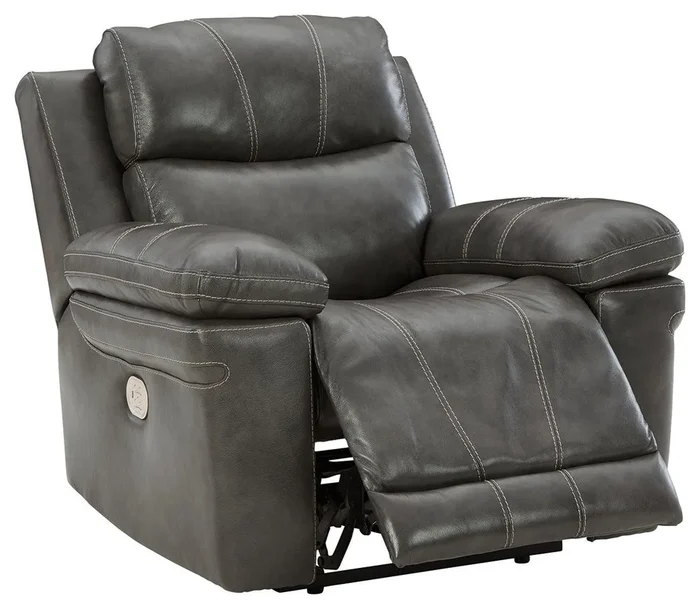 Ashley Edmar Power Recliner/Adjustible Headrest in Charcoal