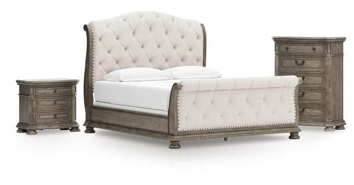 ASHLEY FURNITURE Ardenfield California King Sleigh Bed, Chest and Nightstand B944B6 | Home Haven Fur…
