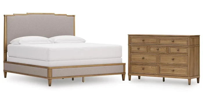 ASHLEY FURNITURE King Upholstered Panel Bed With Dresser PKG021027 | Home Haven Furniture and Applia…