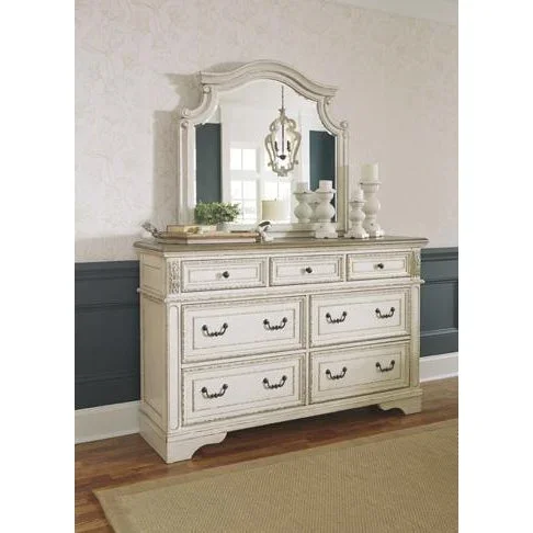 Ashley Realyn Chipped White Dresser & Mirror