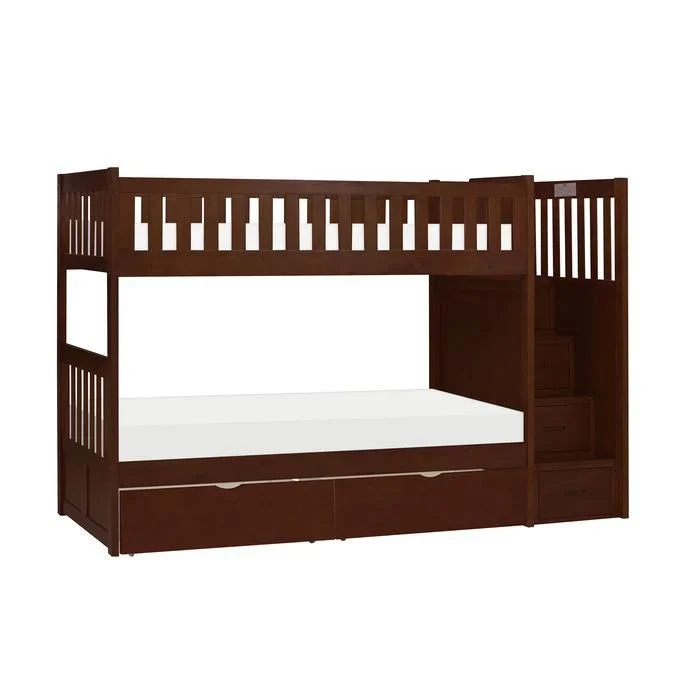 B2013SBDC-1*T – (5) Twin/Twin Step Bunk Bed with Storage Boxes