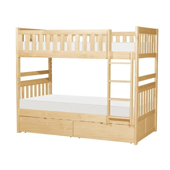 B2043-1*T – (4) Twin/Twin Bunk Bed with Storage Boxes