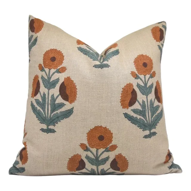 Badshah Block Printed Floral Designer House Decor Throw Pillow Cover 20×20 Inch
