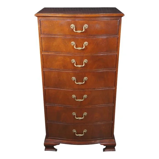 Baker English Georgian Serpentine Mahogany Lingerie Chest Semanier Dresser