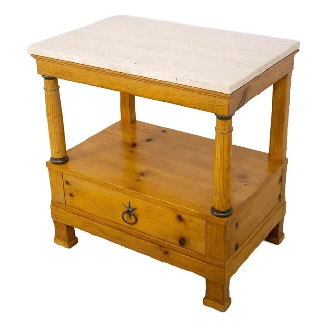 Baker Milling Road Tavertine Top Pine Nightstand