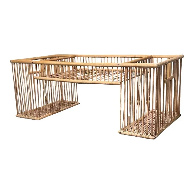 Bamboo Bed Tray With Newspaper Storage Mid 20th Century