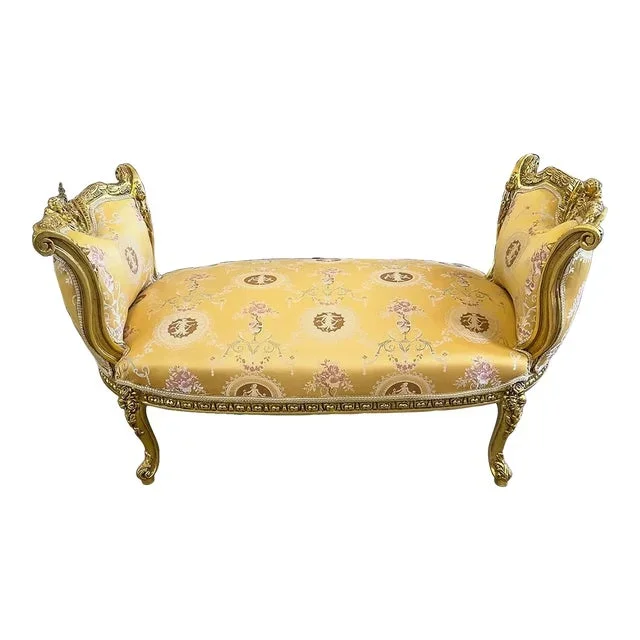Baroque Style Yellow Tufted Bench