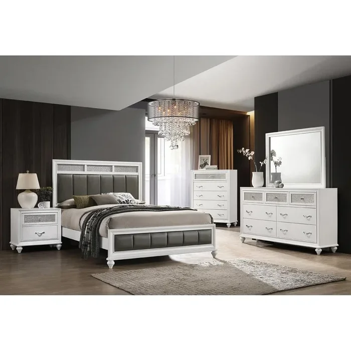Barzini – California King Bed – White And Gray