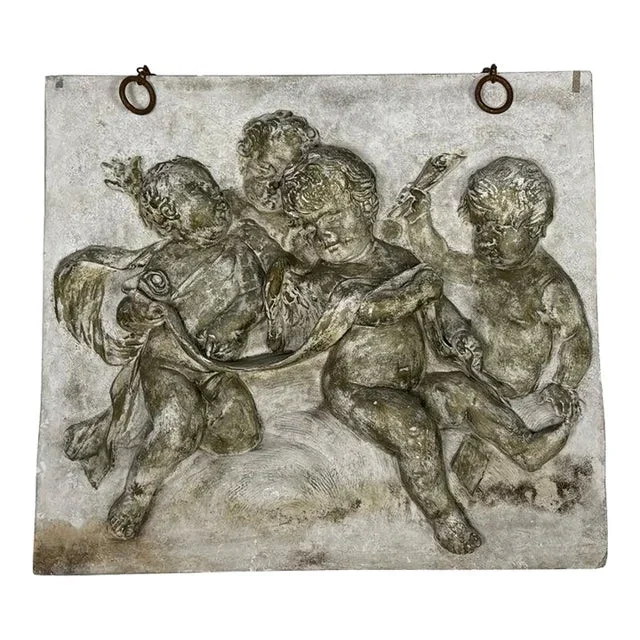 Bas-Relief Artwork of Cherubic Figures C. 1900