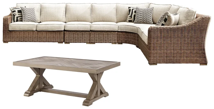 Beachcroft 3-Piece Outdoor Sectional with Coffee Table and 2 End Tables P791P9 by Signature Design by Ashley at Old Brick Furniture & Mattress Co.