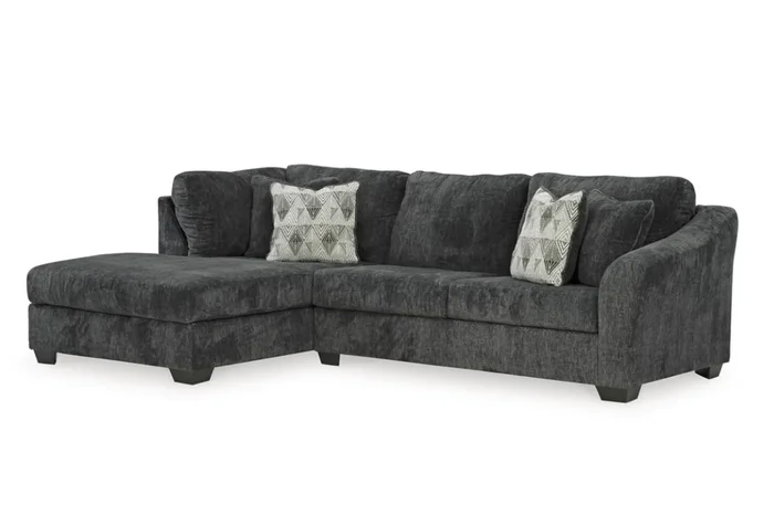 Biddeford Full Pullout Sofa Chaise in Shadow, Left Facing