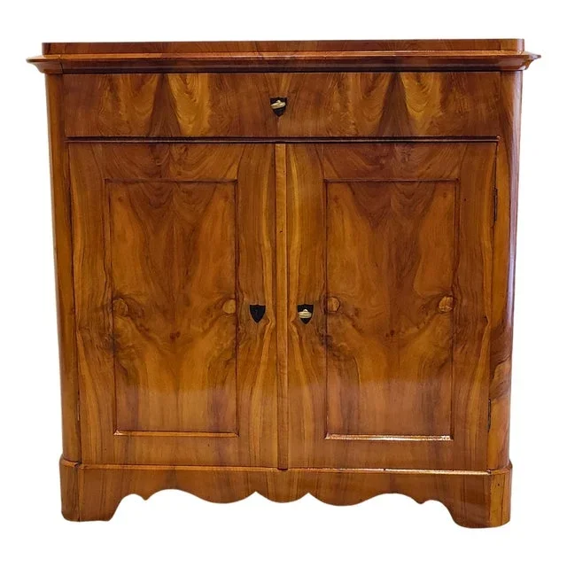 Biedermeier Walnut Half Cabinet, 19th Century