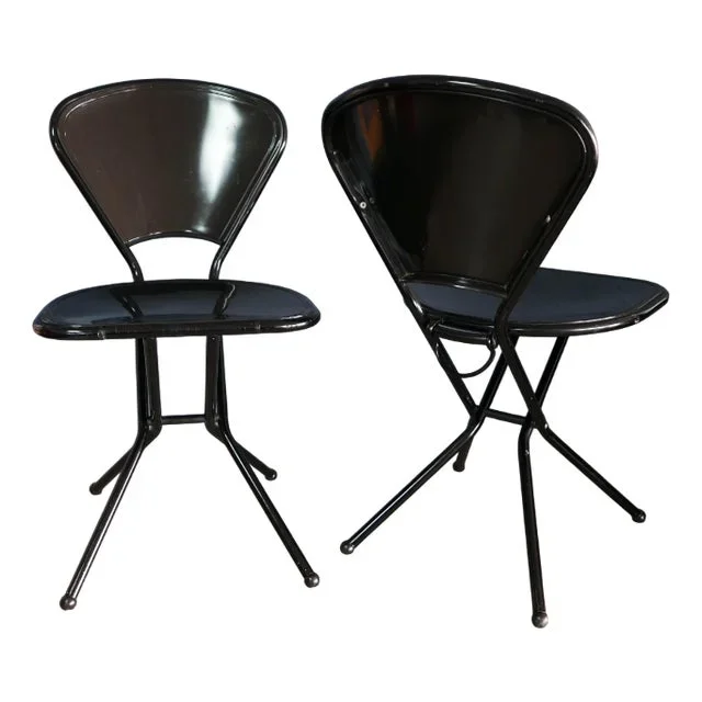Black Folding-Chair Sebastian by Niels Gammelgaard for Ikea Sweden, Italy, 1987, Set of 2