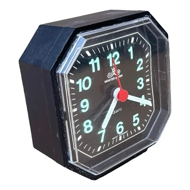 Black, Pop Art, Quartz Alarm Clock Meister-Anker, Germany, 1970s