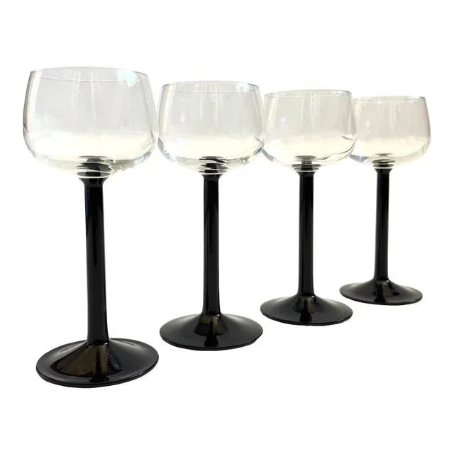 Black Stemmed Champagne Coupes by Luminarc, France – Set of 4