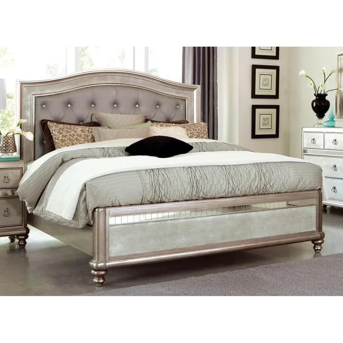 Bling Game – California King Bed – 65.25 – Wood – Pearl Silver