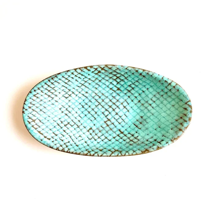Blizzard Blue Large Oval Serving Bowl