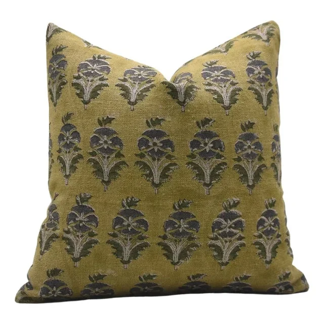 Block Print Thick Linen Throw Pillow Cover 16×16 Inch – Mor Mukut