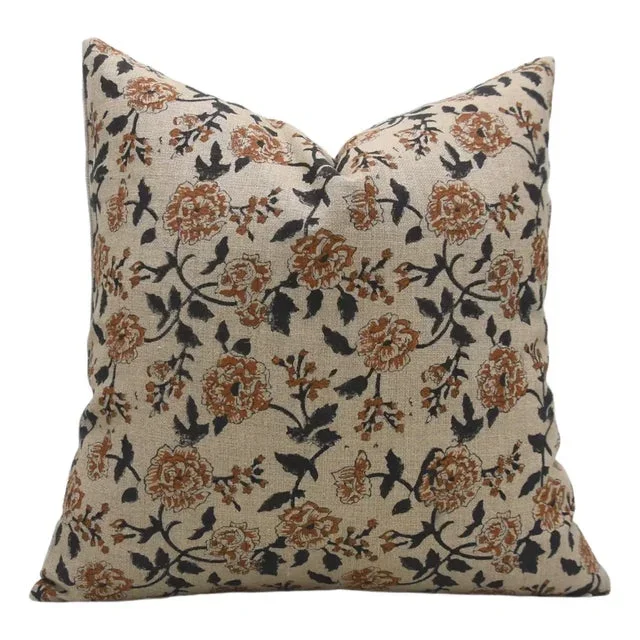 Block Printed Pillow Cover for Sofa/Couch or Bed – Thick Linen 12×20- Rameshwaram
