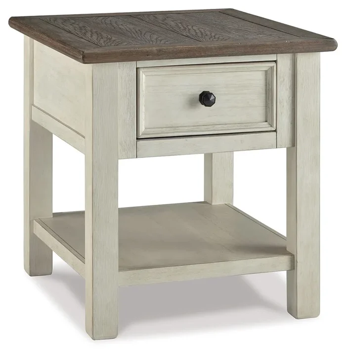 Bolanburg – Rectangular End Table – White / Brown / Beige