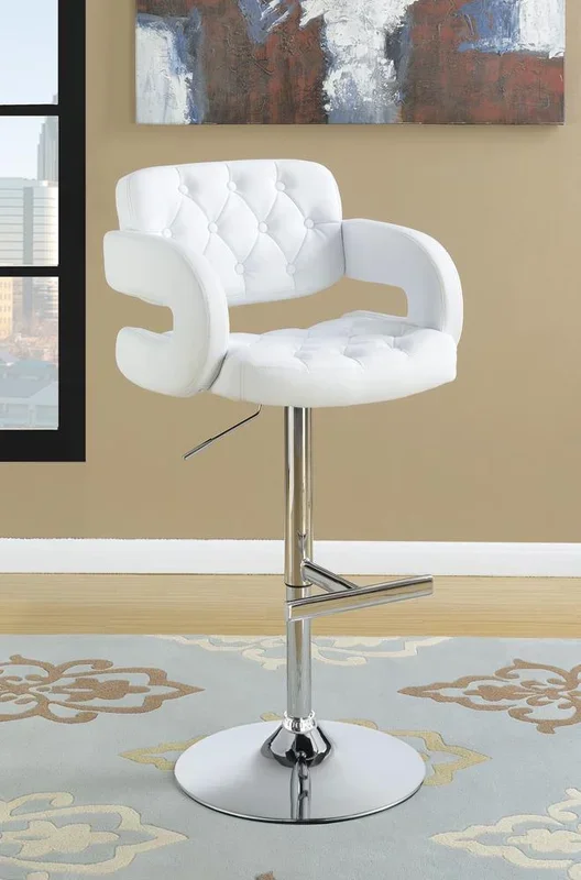 Brandi Chrome and White 29″ Adjustable Height Bar Stool