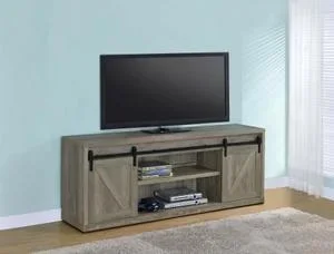Brockton 2-door Engineered Wood 71-inch TV Stand Grey Driftwood