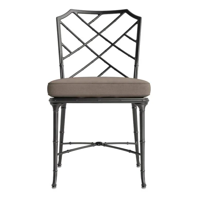 Brown Jordan Calcutta Side Chair, Textured Pewter frame with Fusion Taupe fabric