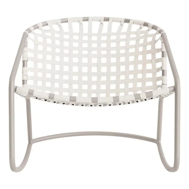 Brown Jordan Kantan Aluminum Suncloth Motion Lounge Chair, Dove frame with White fabric