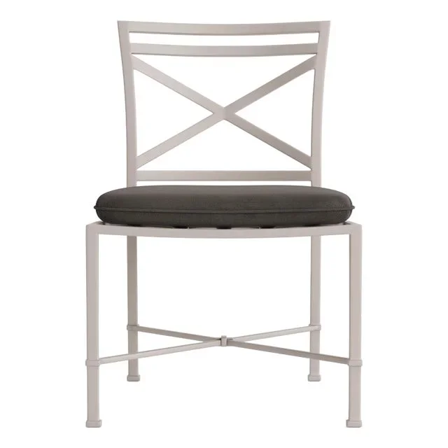 Brown Jordan Venetian Side Chair, Dove frame with Fusion Charcoal fabric