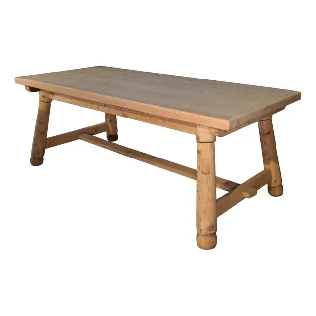 Brutalist Farm Table in Pine by Georges Robert, 1960s
