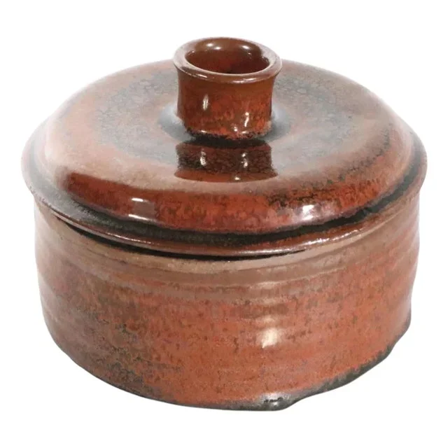 Brutalist Pottery Covered Casserole Signed Judy ’79 After Ulla Procope