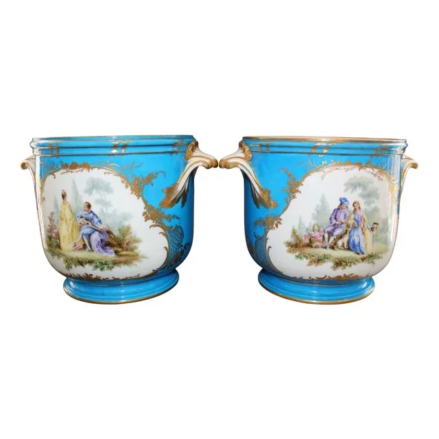 Cachepots in Porcelain from Sevres, 18th Century, Set of 2