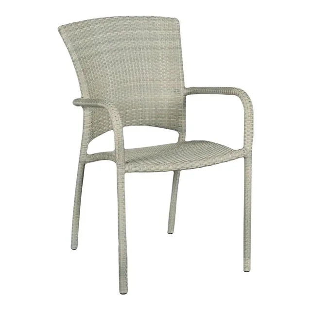 Café Outdoor Stacking Chair, Floral Gray Finish