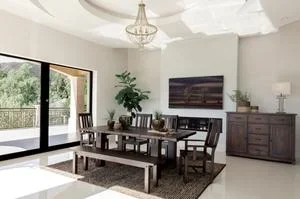 Calandra 5-piece Extension Leaf Dining Set Vintage Java