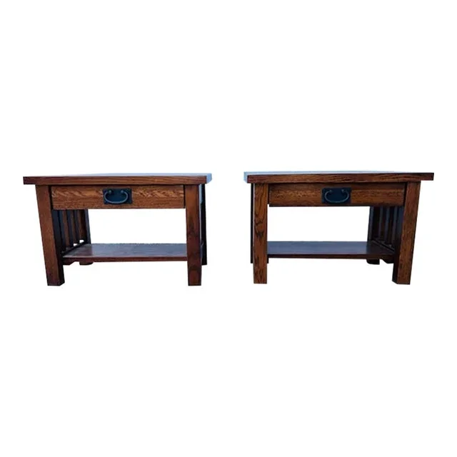 California Mission Style Low Single Drawer Night Stands a Pair